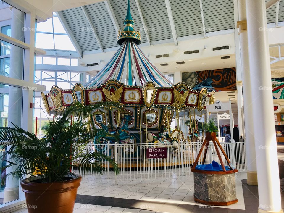 Colorful carousel at the mall