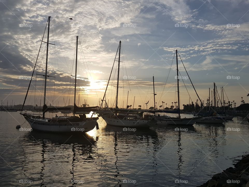 Water, Boat, Sea, Sailboat, Sunset