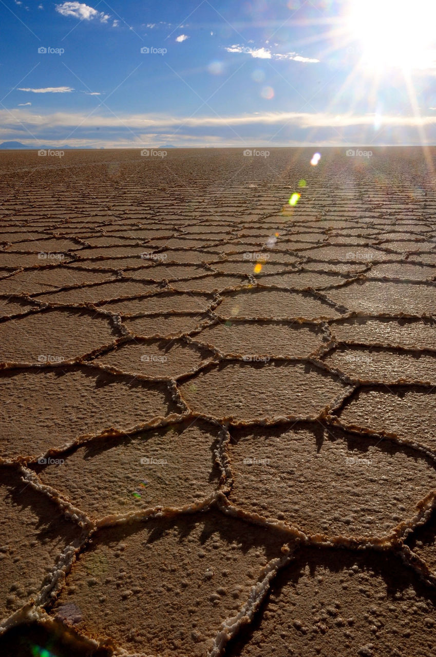 Sunset at salar de uyuni