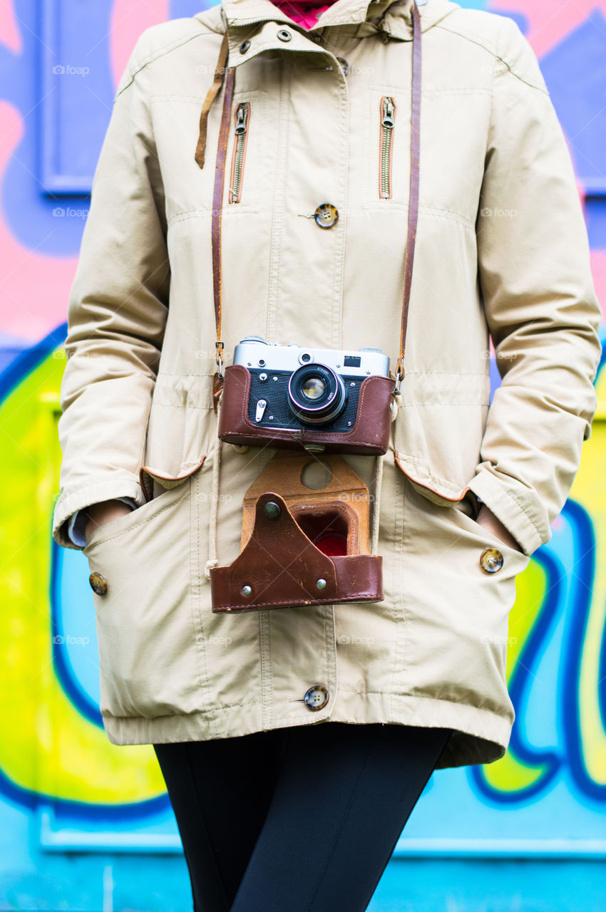 girl with retro camera