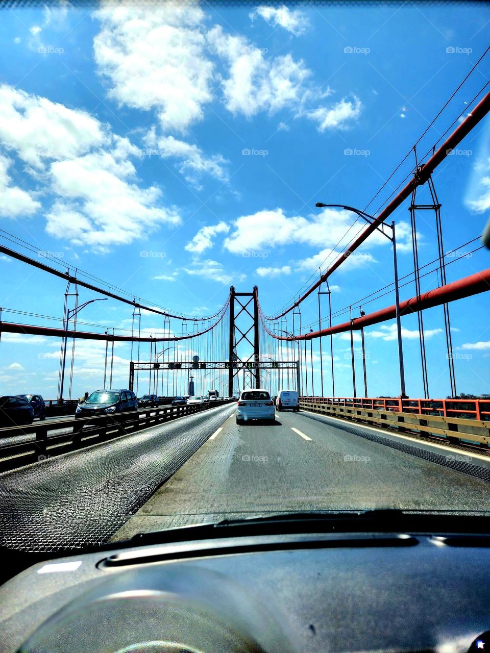 Driving to work in a sunny day