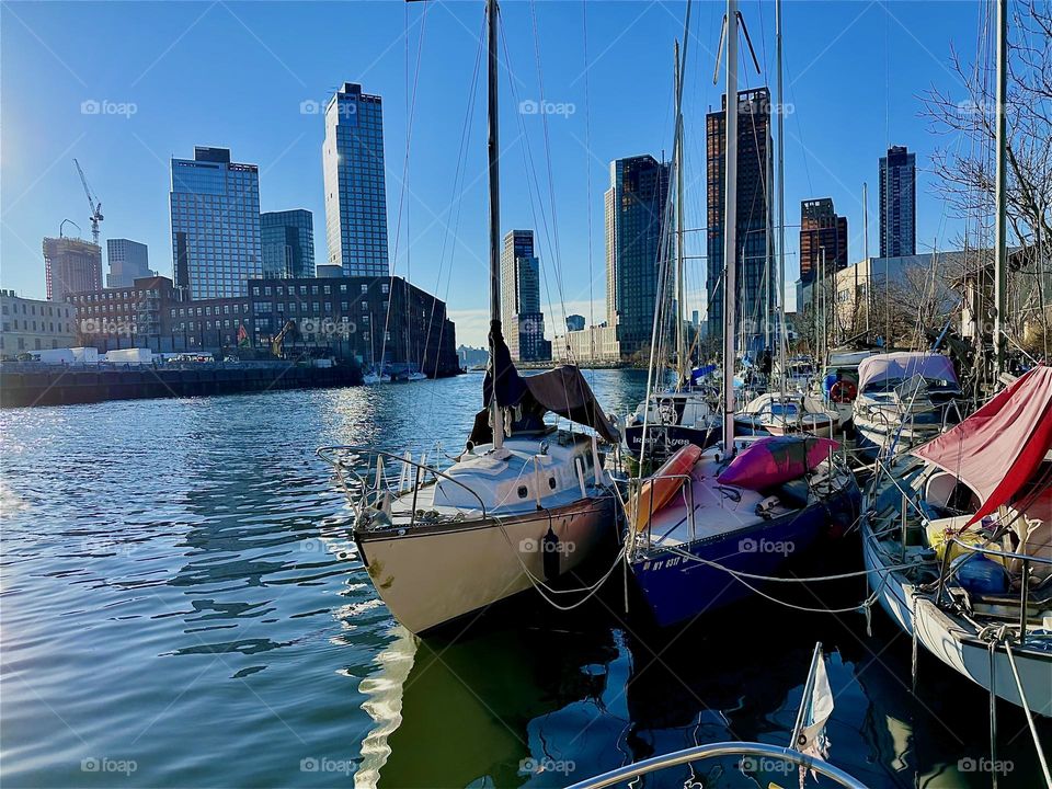 This is “Newtown Creek” in LIC, Queens with its variety of boats seen from aboard one of them, the “Salvation”, the “28 foot 1969 Luhrs” cabin cruiser that I and my partner for many years, “Timothy Trespas” call home. 2023. Hypnotic Productions