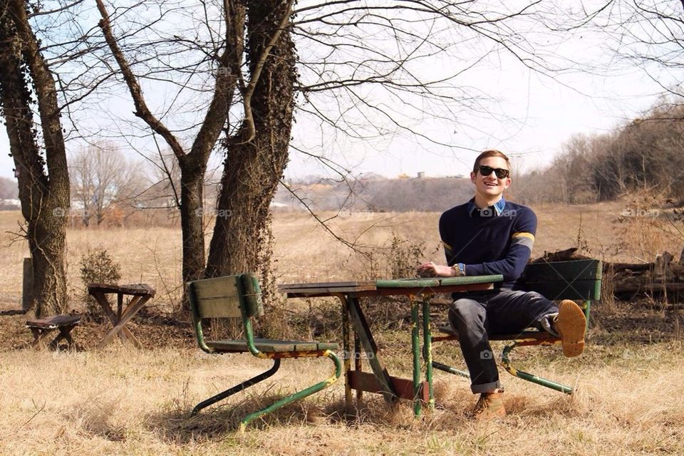 Bench in a Field