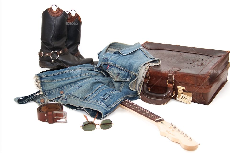 Jeans, boots and guitar stile