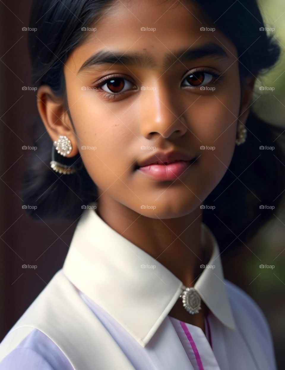 Half profile portrait of a beautiful Indian teen girl