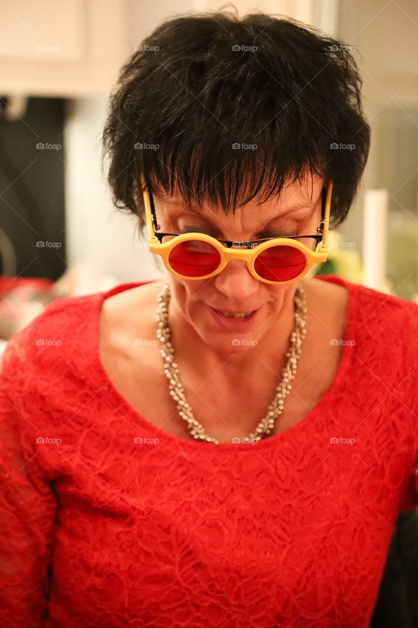 Funny glasses on a woman