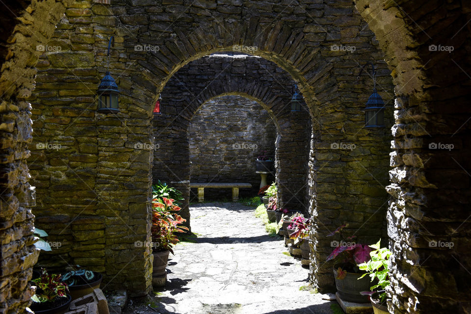 Stone archways at the Loveland Castle in Loveland, Ohio