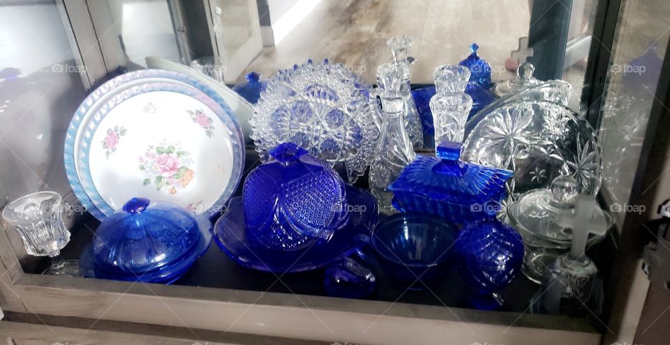 blue glassware