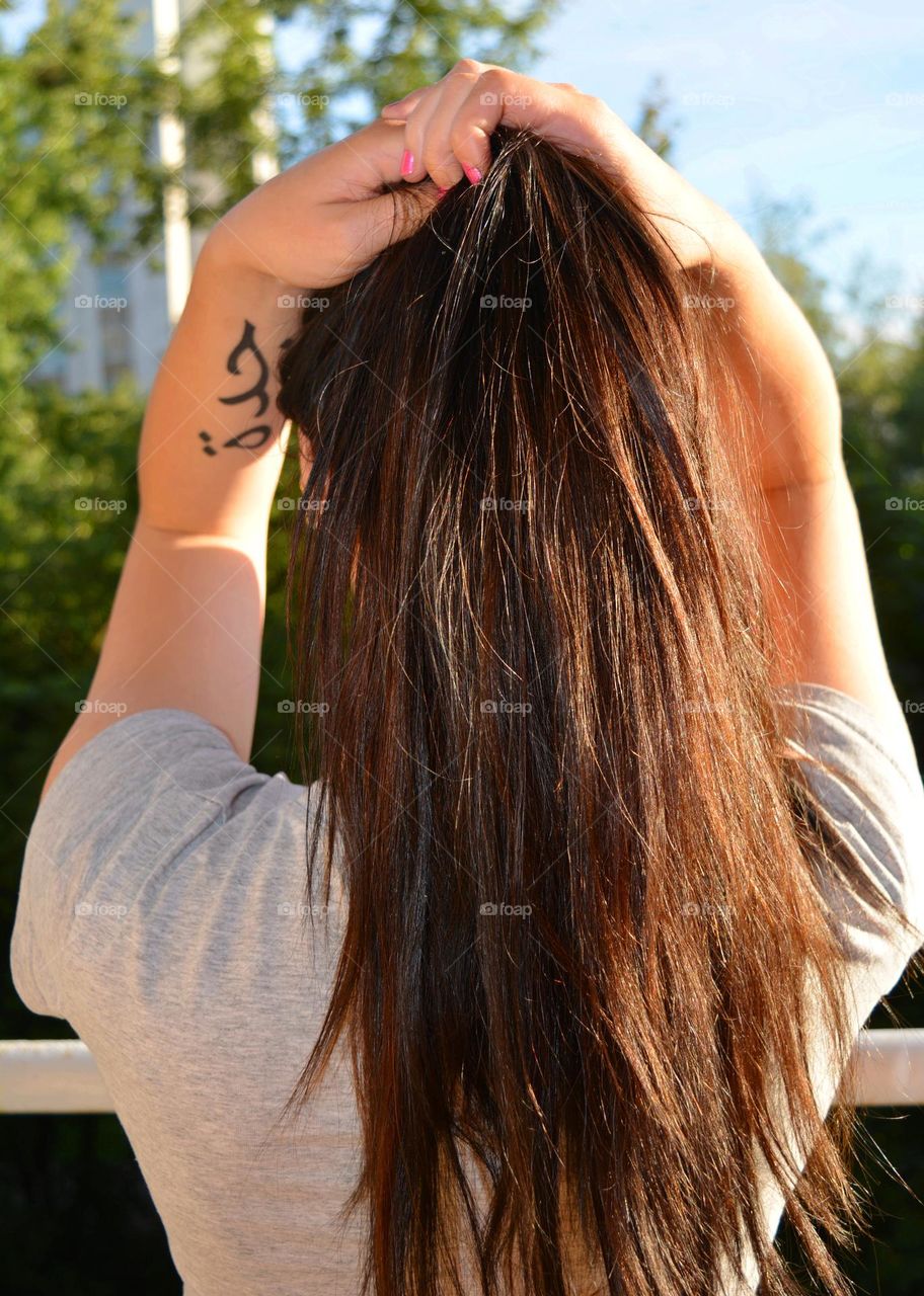 brunette girl beautiful hair