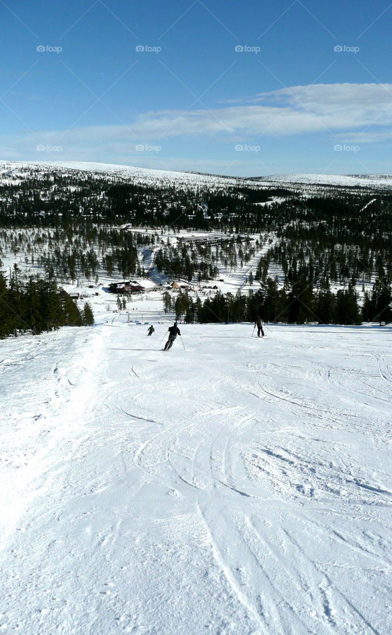 Skiing down the hill 