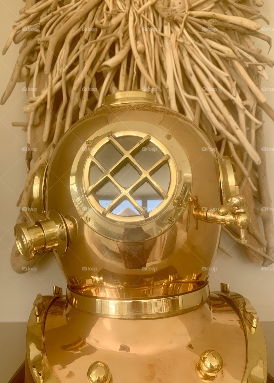 Vintage divers helmet copper 