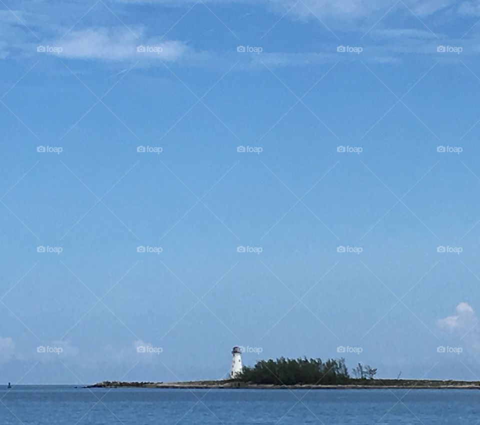 A single lighthouse looking over Nassau, Bahamas.