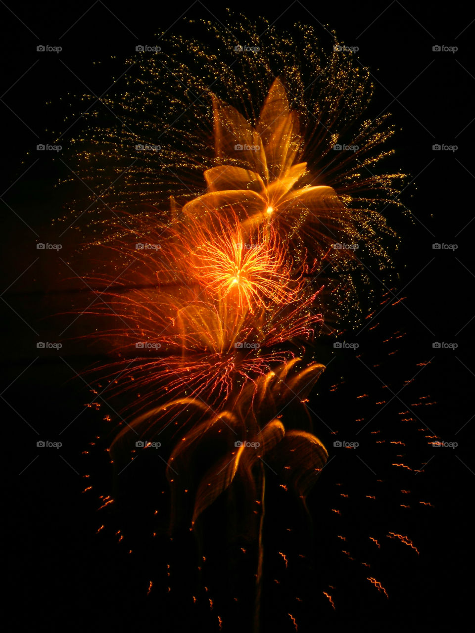 Firework display at night