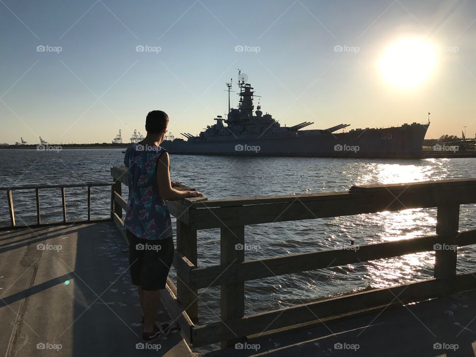 A nice view of a naval battleship in Alabama
