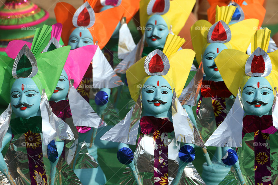 Colorful Tesu idols in agra, Uttar Pradesh, India
