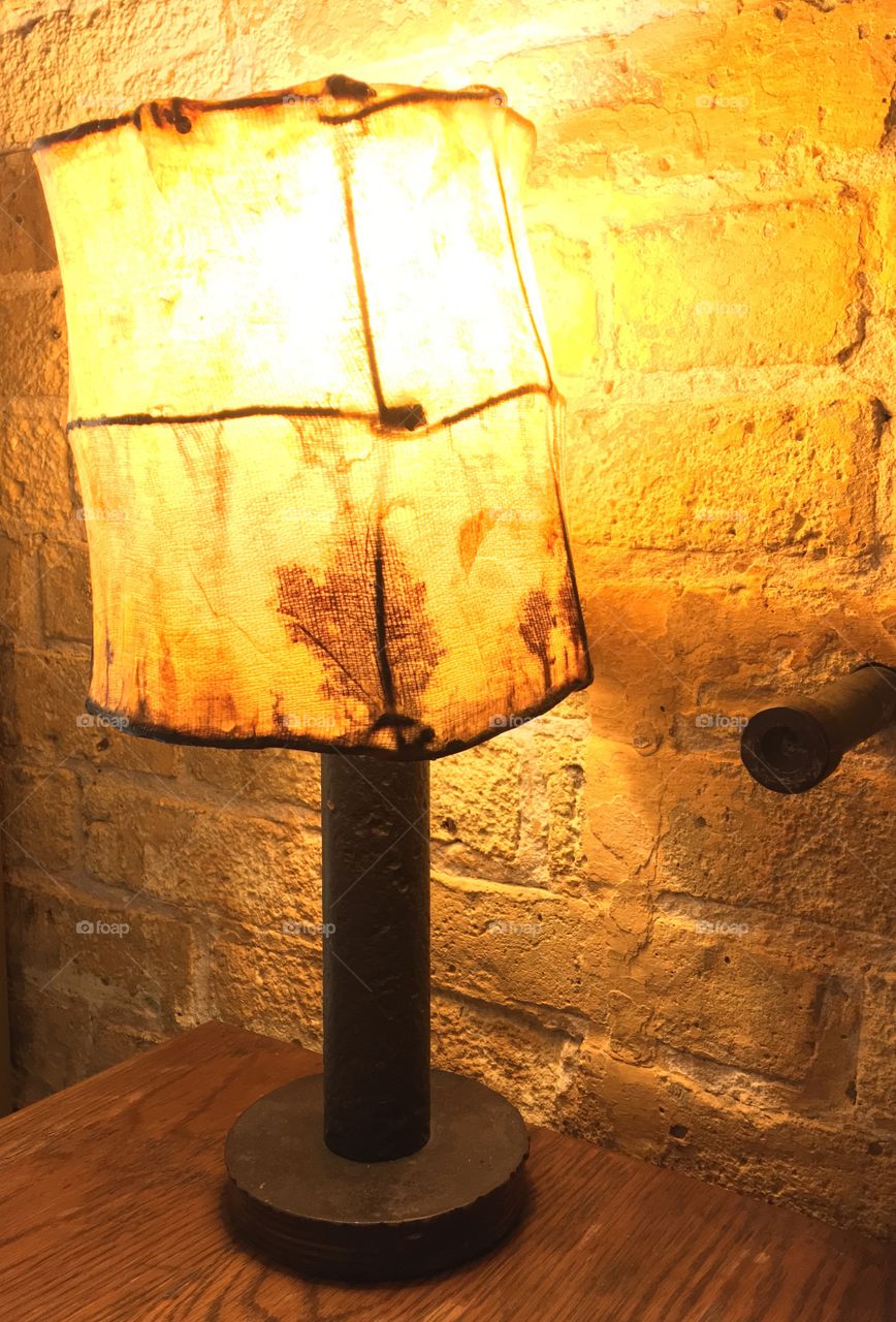 Close-up of sack lamp