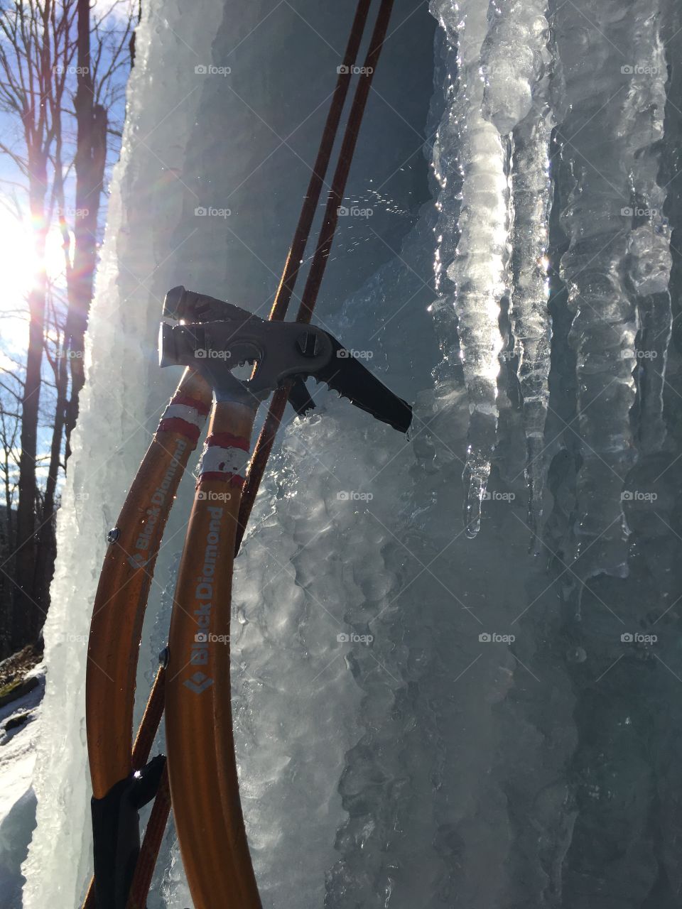 Ice axes in ice