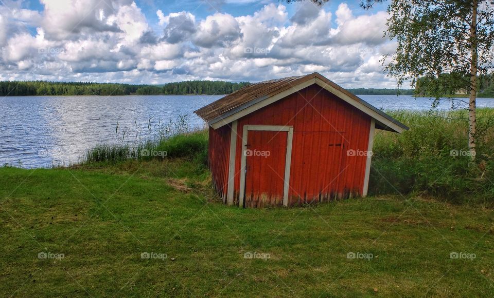 Red cabin. 