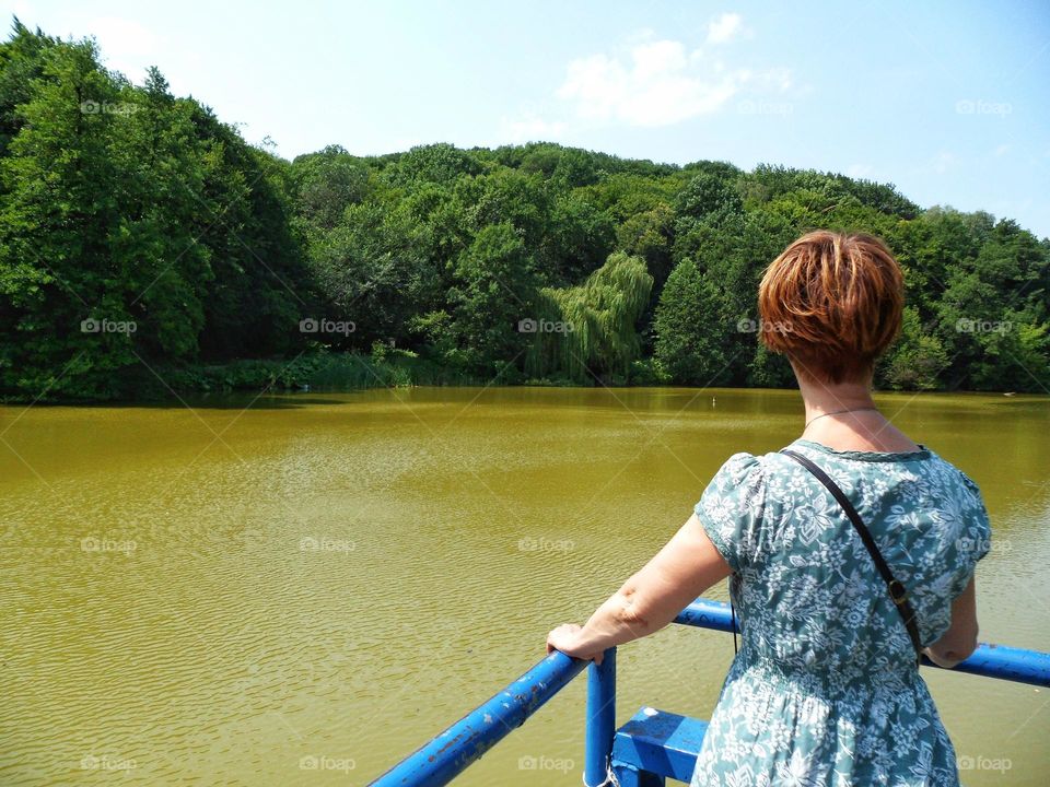 girl and lake