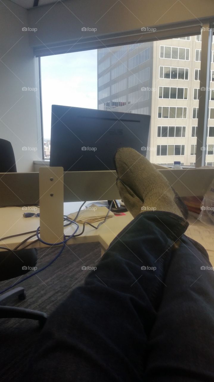 Feet up at work in the Office