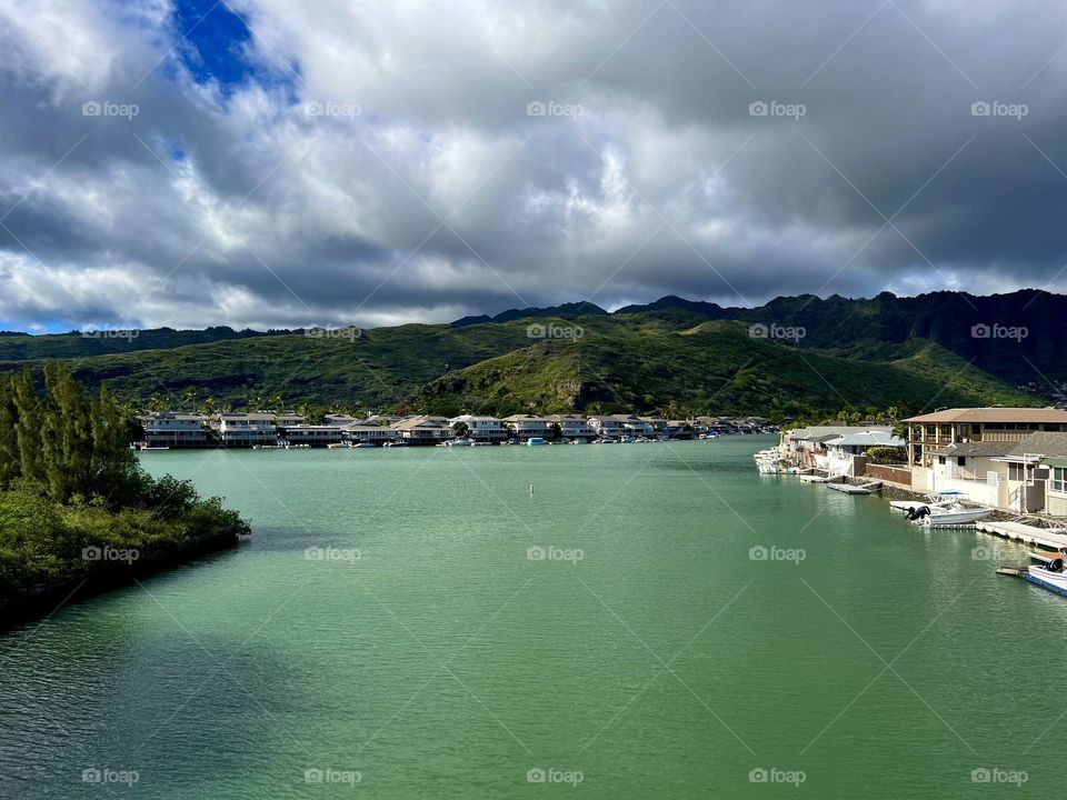 View of Kuapa Pond from Keahole Street in Hawaii Kai