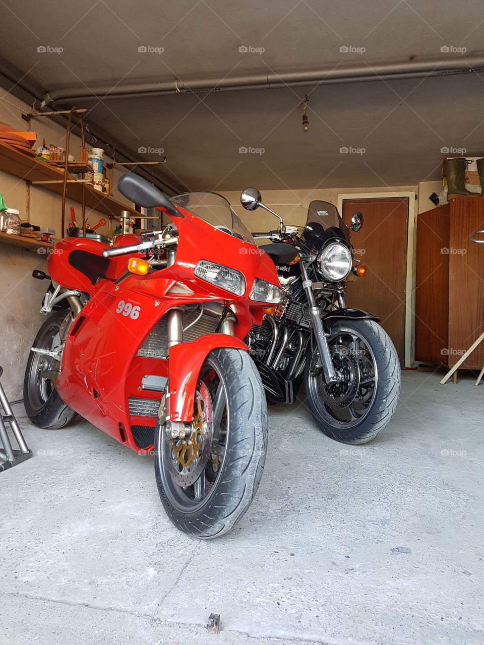 ducati motorcycle and kawasaki motorbike