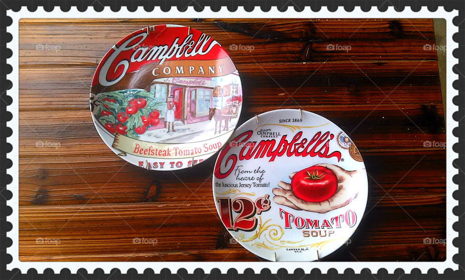 cambell's soup. this is a picture of some cambell's soup collector plates
