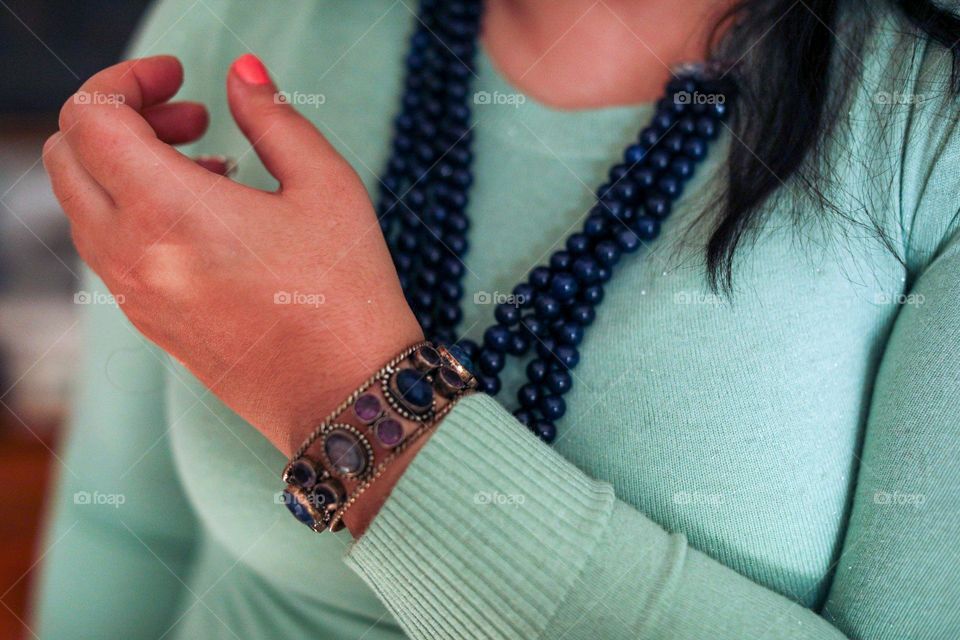 Sapphire and silver bracelet and sapphire necklace