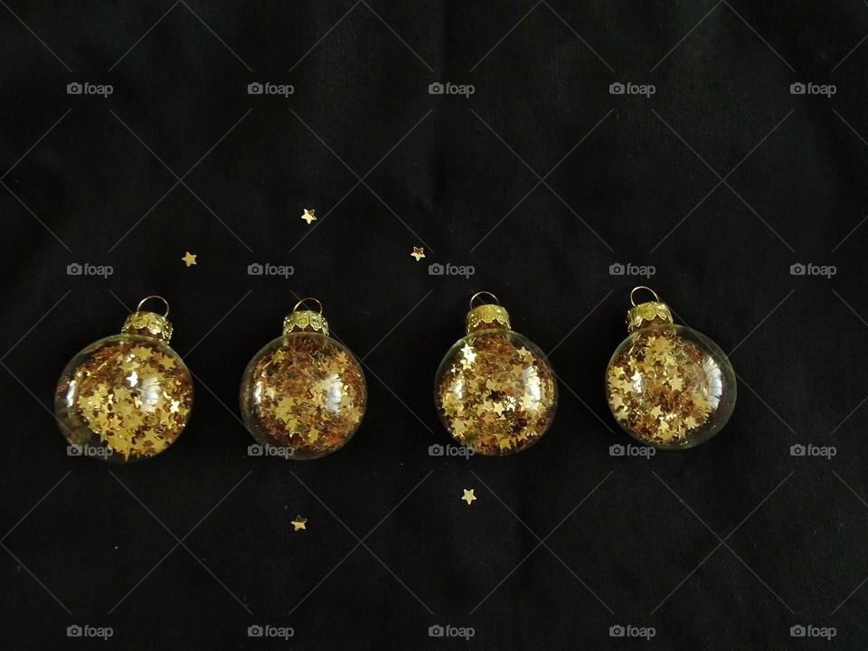 Christmas balls with golden stars