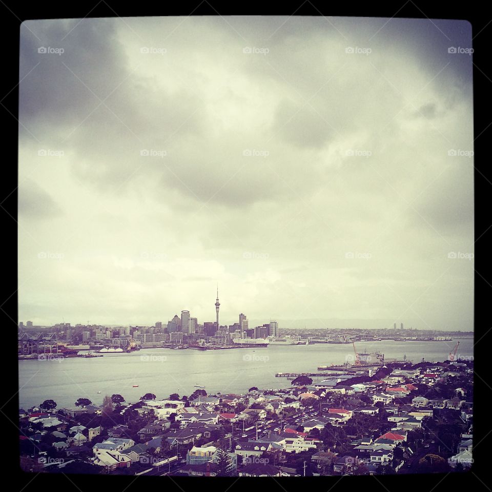Auckland cityscape . A hike up a hill on davenport in auckland 