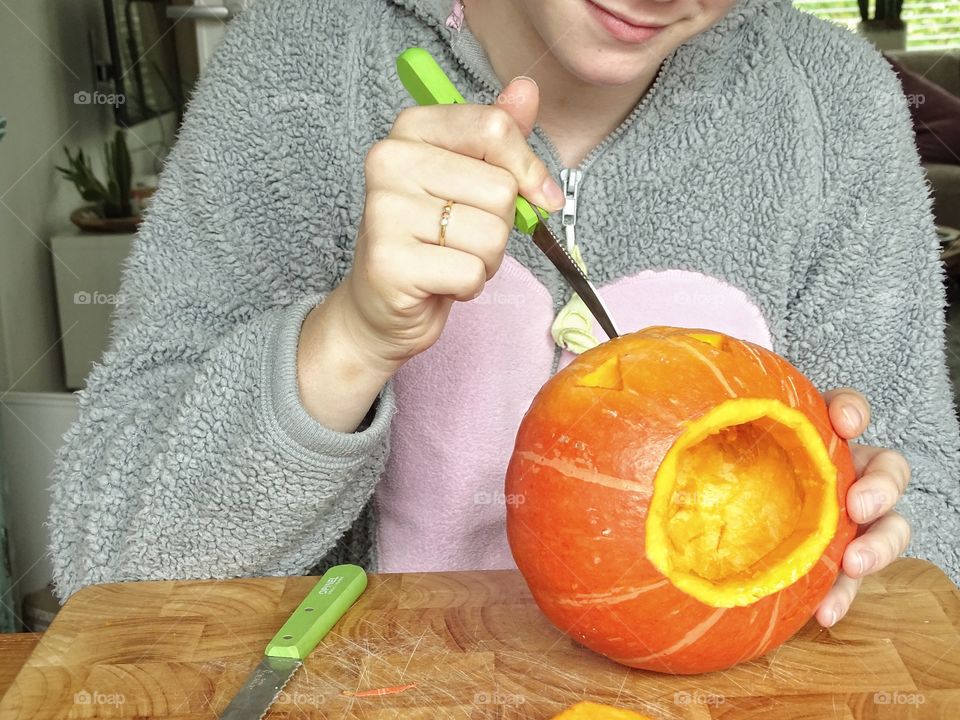 Carving pumpkin