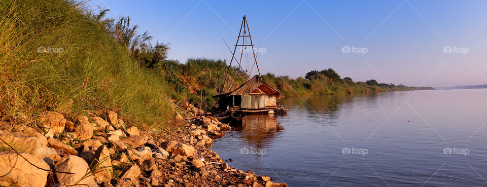 Riverside view, Mekong River Thabo Nongkhai Thailand