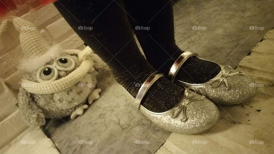 party season. little girls sliver sparky shoes