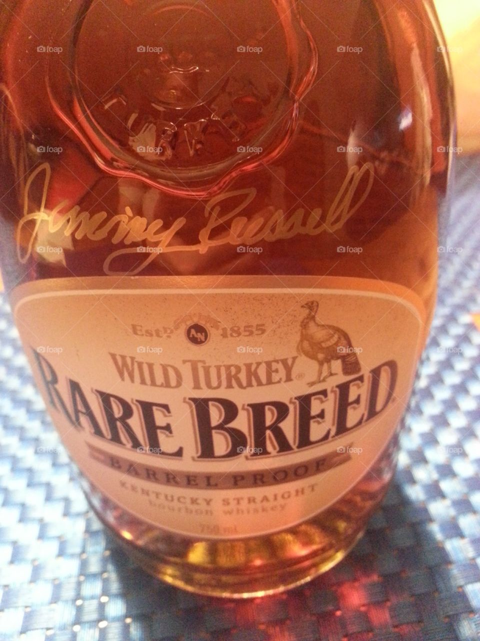 Jimmy Russell signed Wild Turkey Rare Breed Barrel Proof Kentucky Bourbon 