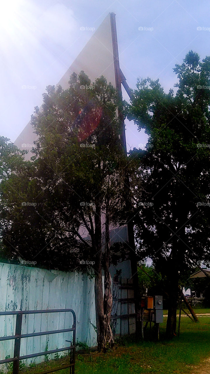 old drive-in movie. this is a side view of the drive in movie