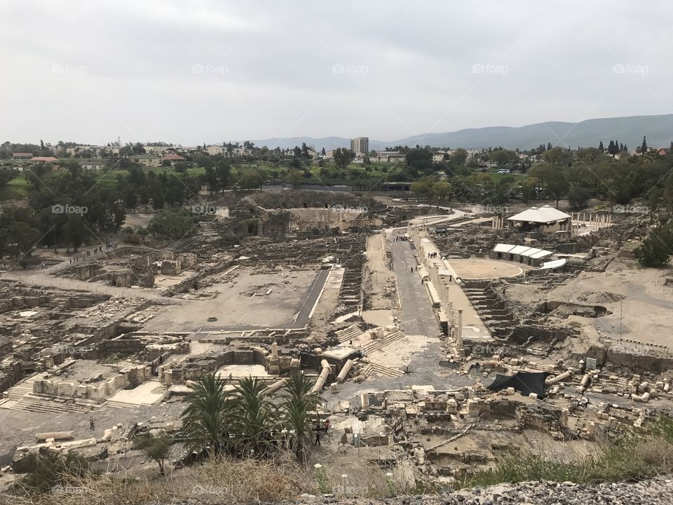 Buildings and Landmarks - Ancient Ruins Beit She'An in Israel.