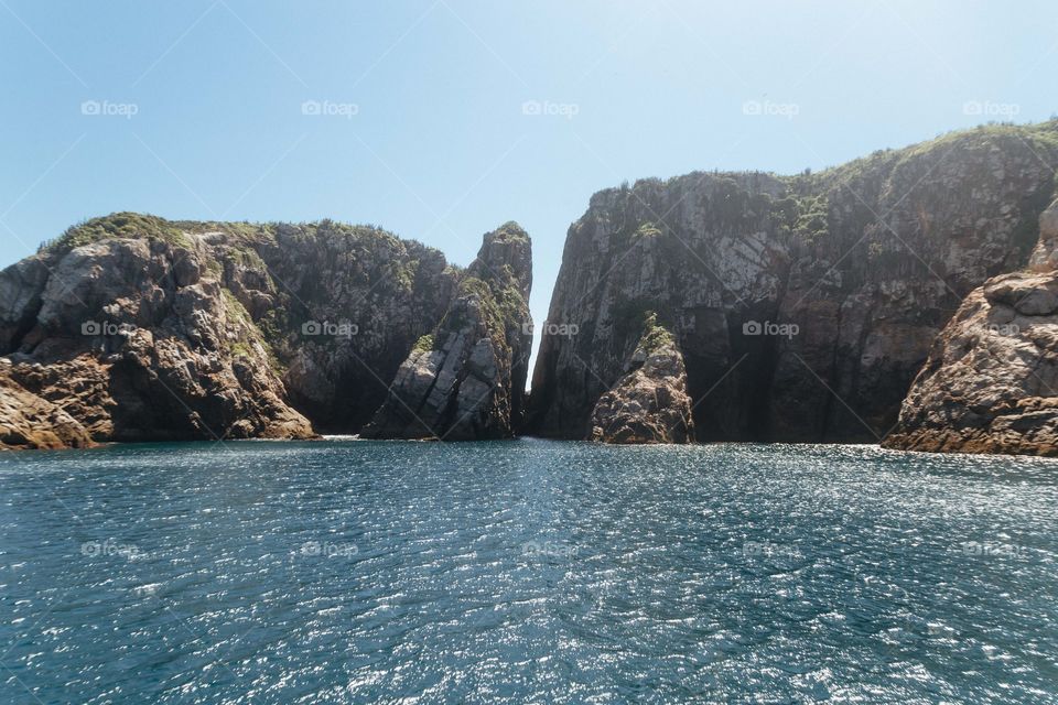 Praia com paisagem linda e fantástica no Brasil, na região do Lagos no Rio de Janeiro, em Arraial do Cabo