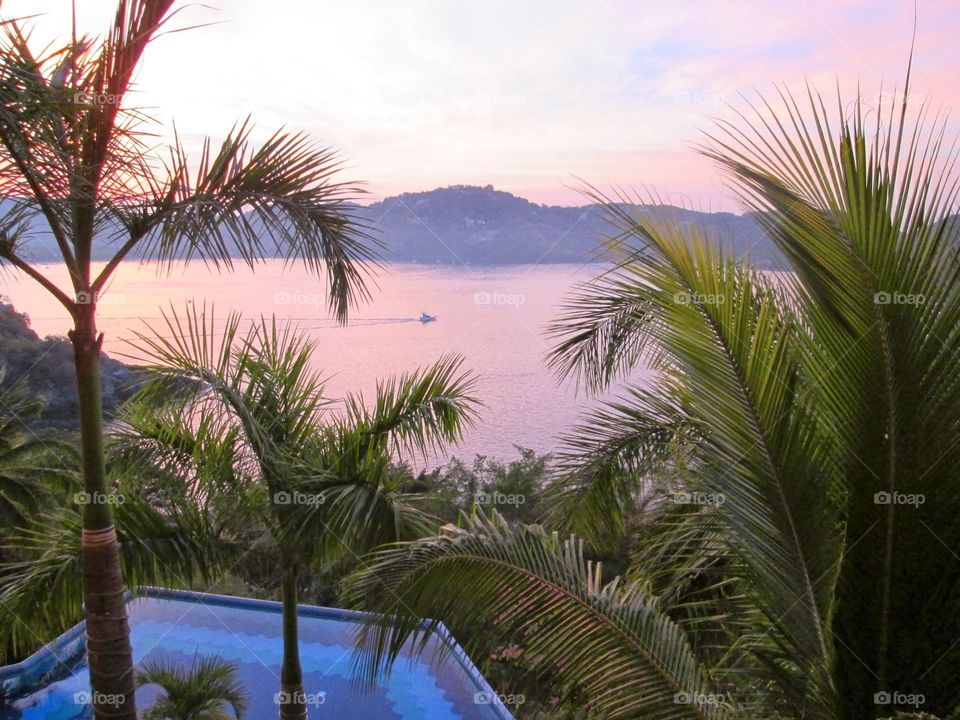 sunset on vacation . sunset in zihuatanejo mexico 