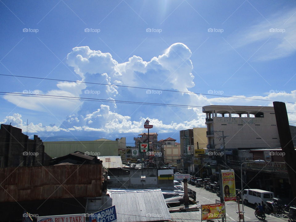 clouds on city