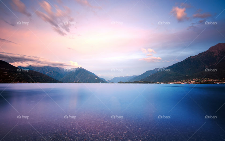 rosy twilight of a summer day on Lake Como