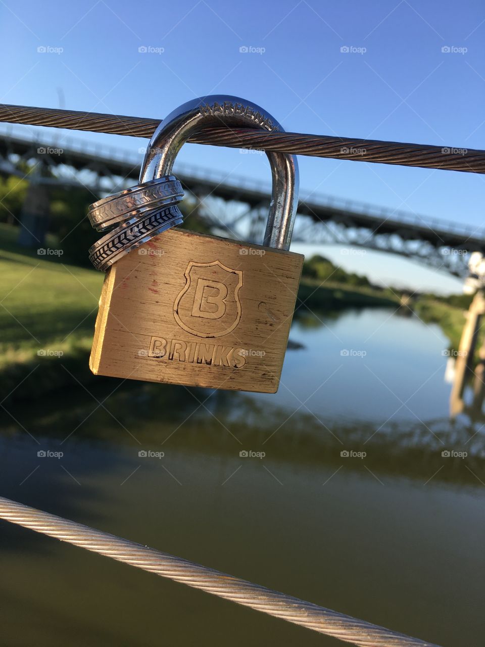 Rings on a padlock found attached to a bridge. 