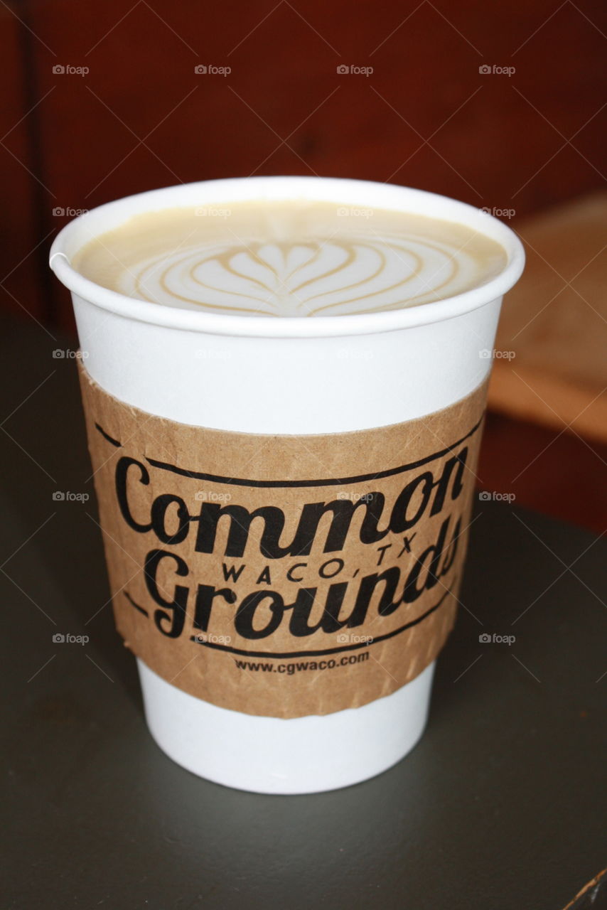 Coffee with cute design from Common Grounds at Magnolia Farms in Waco, TX.