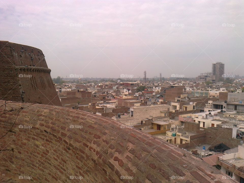 a view of city Bathinda from the top of ancient fort named Qila Mubarak Bathinda.