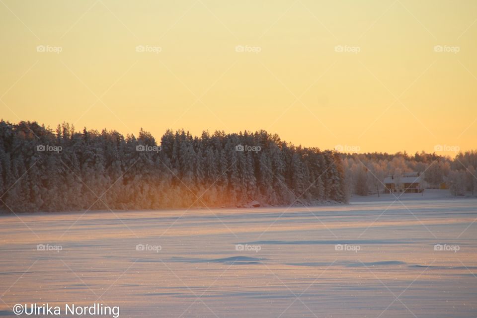 Frosen river in Kalix in the north of Sweden