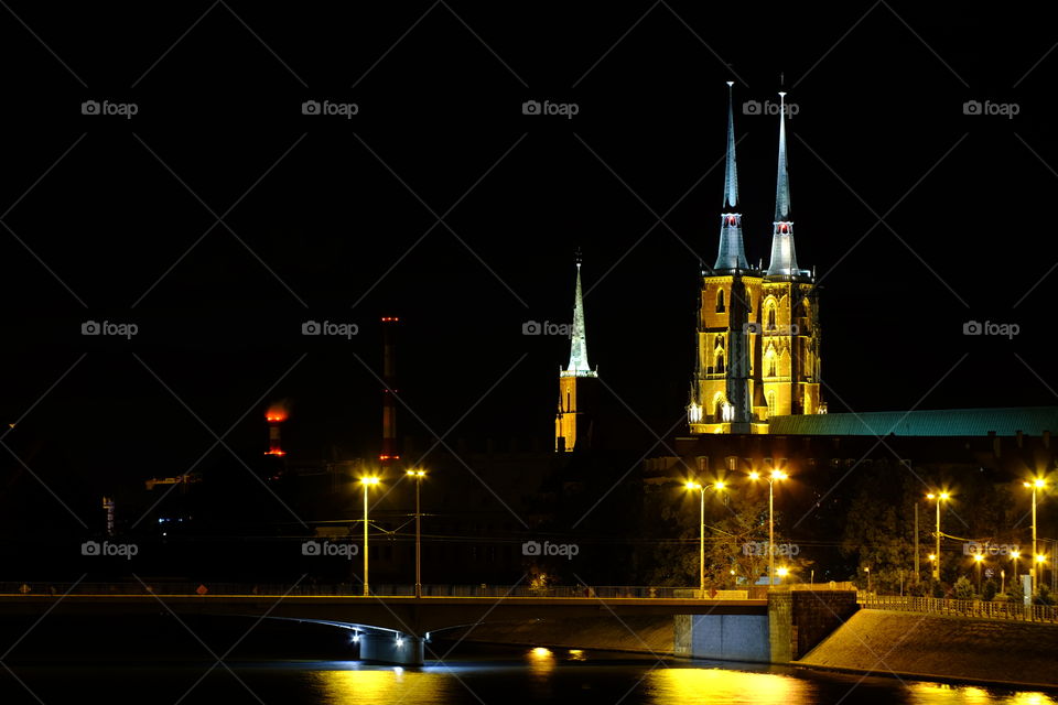 Church, City, Street, Light, Bridge
