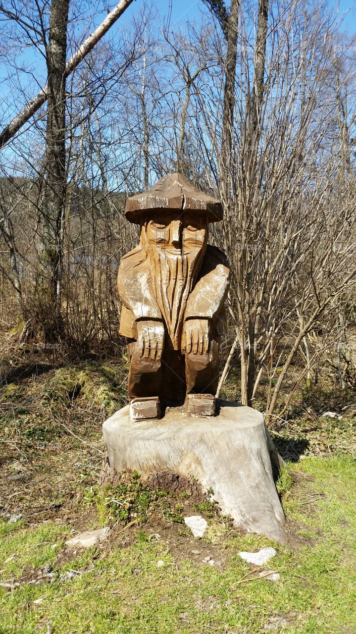 wooden dwarf. Titisee black forest Germany 