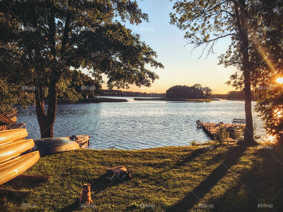 Sunset at the lake in Mazury 