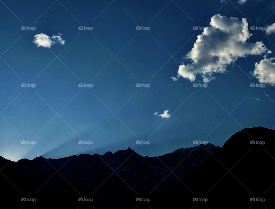 Sunset view on Himalayan peak 