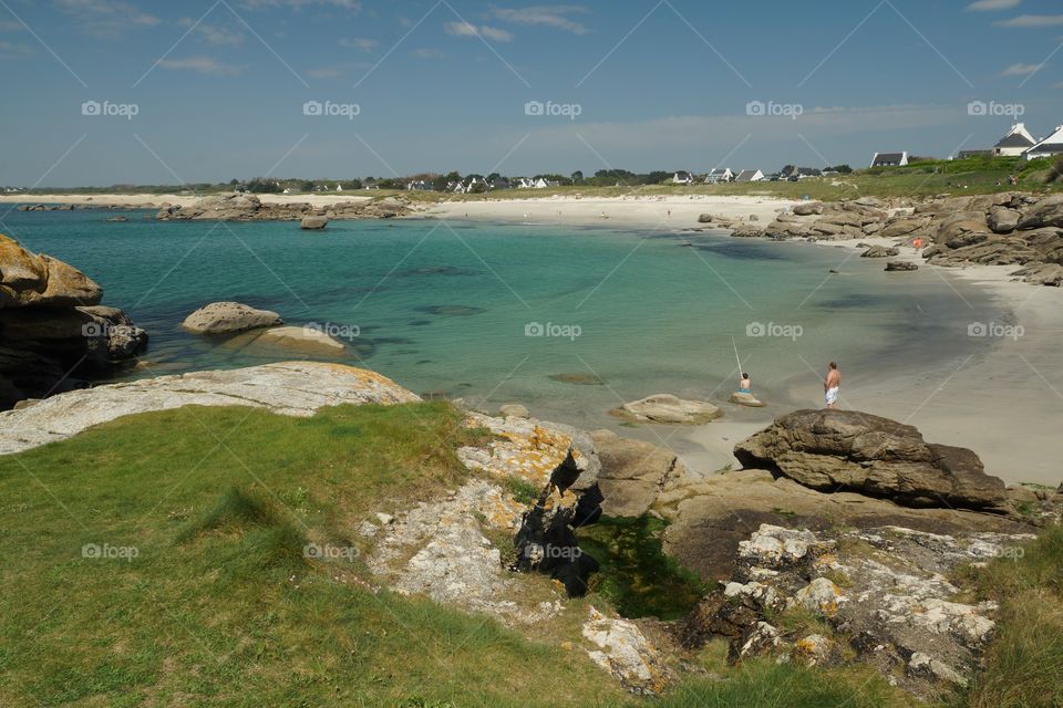 Splendide plage bretonne à Trévignon (Finistère-France). Sable blanc et mer émeraude à Trévignon 