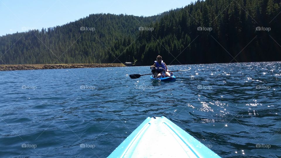 kayak test on lake
